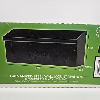 Gibraltar Townhouse Black Galvanized Steel Wall Mount Mailbox Open Box THHB0001 - Image 1 of 4