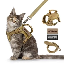 Tactical Cat Harness Leash Set w/ Handle & 2 Patches for Small Dogs Puppy