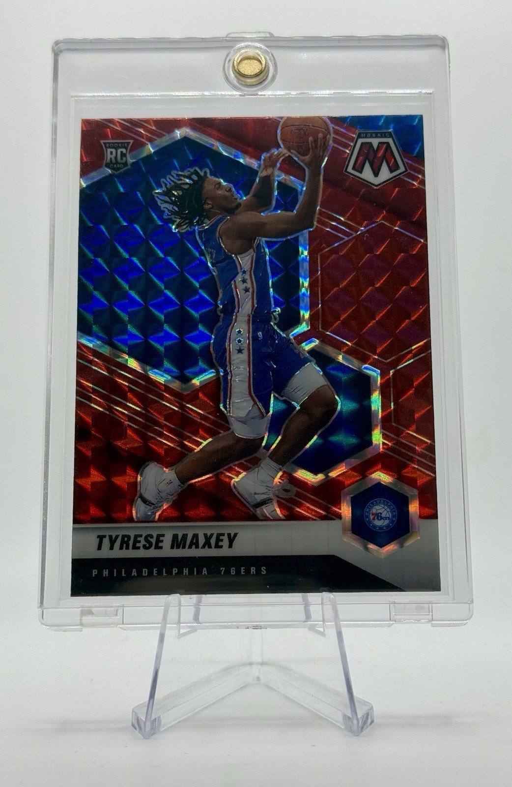 2020-21 Mosaic Tyrese Maxey RC #203 Reactive Red Prizm COLOR MATCH Rookie GRADE!