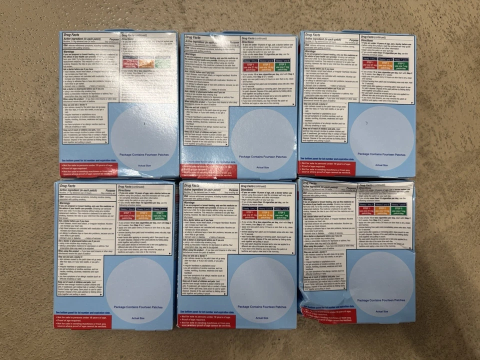 Paquete de 6 parches para sistema transdérmico de nicotina paso 1 21 mg 84 parches total 01/27. Foto 4 de 4