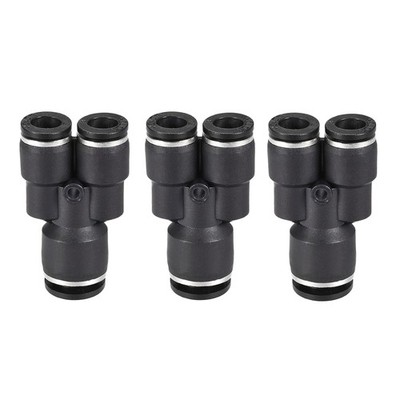 Kunststoff Y-Anschluss Abscheider mit Fittings 10 mm x 8 mm Außendurchmesser Druckschloss 3 Stück