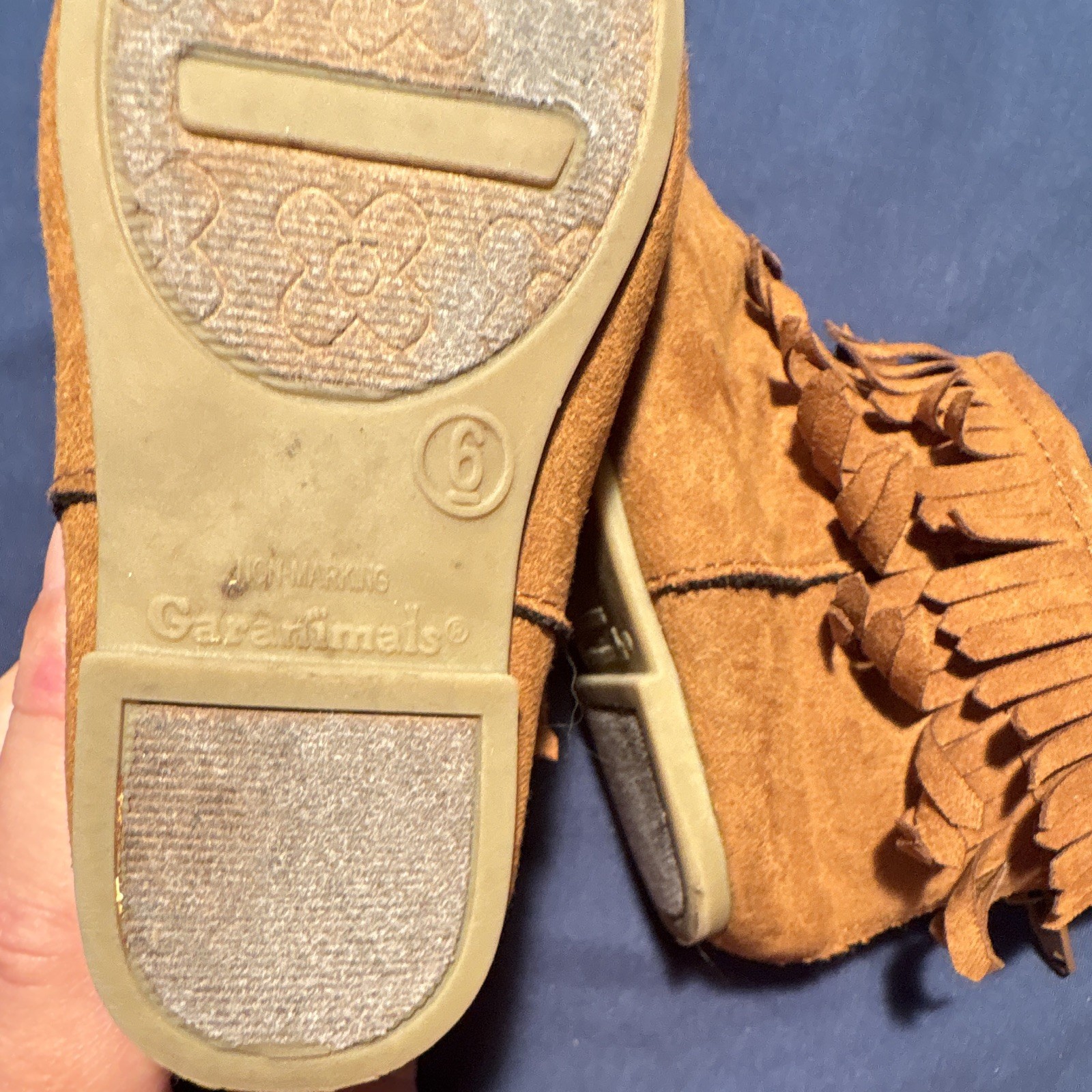 Garanimals Unisex Kids Brown Suede Fringe Ankle Boots Zip Flat Heel US 6 image 6