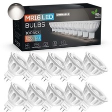 Dimmable MR16 LED Bulbs 10 Pack,5W 5000K Daylight 500LM 50W Equivalent AC/D...