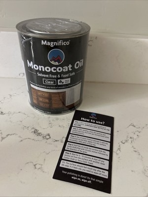 MAGNIFICO MONOCOAT OIL, Clear, 1 Liter: Wood, Epoxy, Metal Solvent Free FoodSafe
