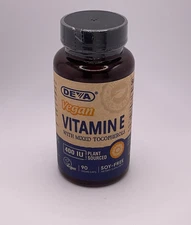 Deva Vegan Vitamin E 400 IU-Mixed Tocopherols ~ 90 Vegan Capsules ~ Exp 08/26