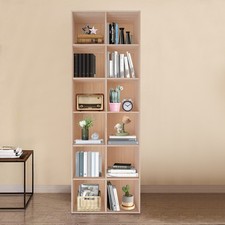 Bookshelf 12 Compartments 180cm Wood Book Storage Display Cabinet Floor-mounted