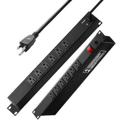 1U PDU, 12 Outlets, Rack Mount Power Strip Fits Standard 19'' Server Racks, with