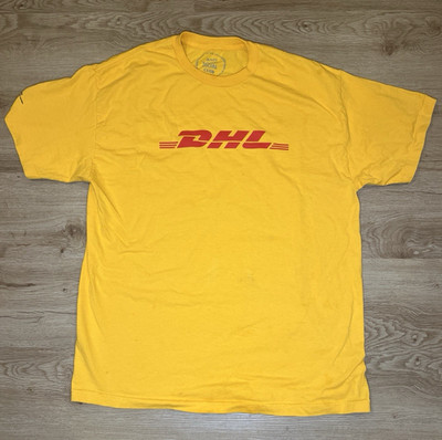DHL x Anti Social social Club Collab Yellow short sleeve t shirt red 50 yrs XL