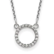 14k White Gold Diamond Open Circle Necklace 18"