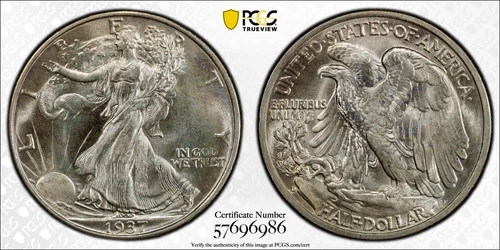 1937 D Walking Liberty Half Dollar PCGS MS-66