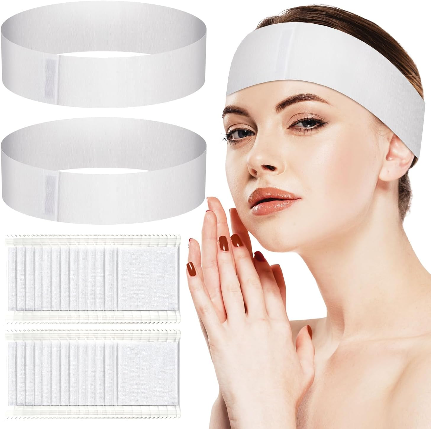 50PCS Disposable Headbands for Facials, Elastic Spa Headband for Women Headband