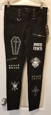 Hot Topic Black Denim Jeans Hi Rise Super Skinny Size 5 NWT Goth Witchy Pants