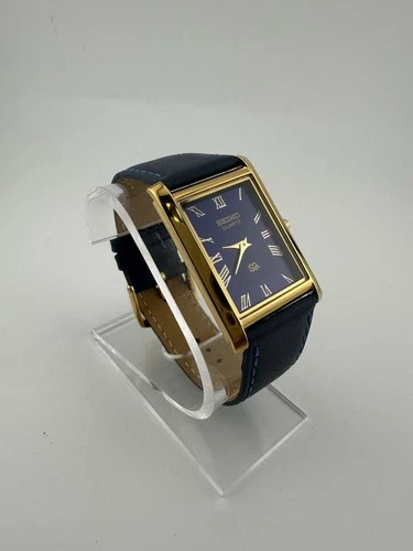 GOLD BLUE Vintage Seiko Slim Quartz Men’s Wrist Watch
