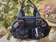 True Religion Denim Shoulder Bag Handbag Purse Patchwork Y2K Grunge 90s NWT
