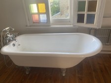 Roll Top Clawfoot Freestanding Bath Vintage White Good Condition re enamelled