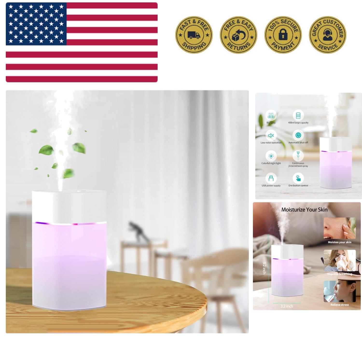 For Plant, Cool Mist Humidifiers For Bedroom, Desk Mini Pers...