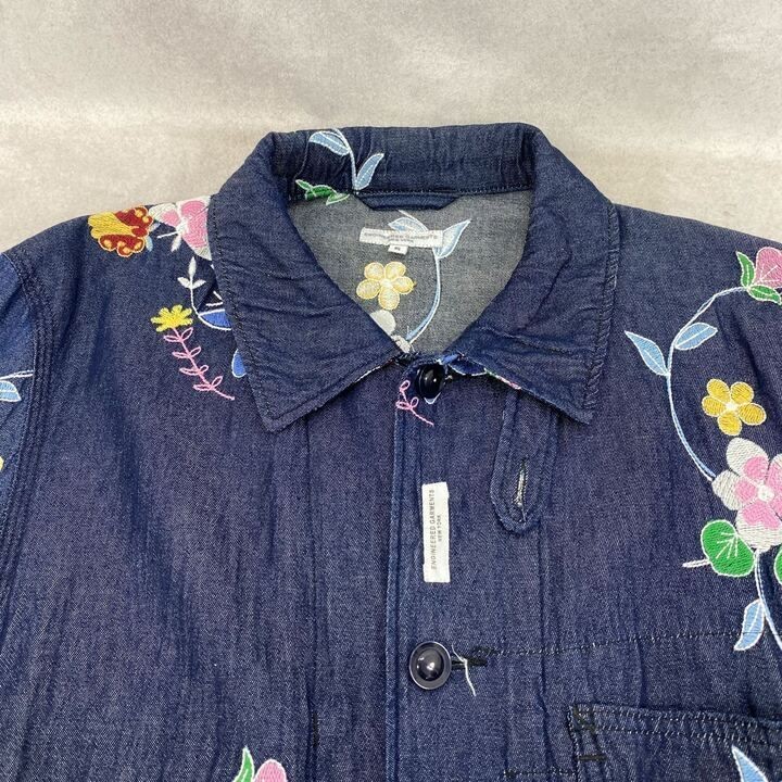 Engineered Garments Denim Work Jacket Floral Embr… - image 5