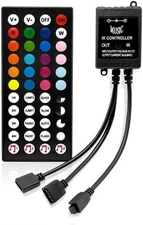 RTNLIT 2-Port Music RGB LED Controller with 40 Keys IR Remote for Multicolor 