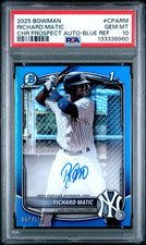 2025 Bowman Chrome Richard Matic Blue Refractor Auto 024/150 PSA 10 Gem Mint