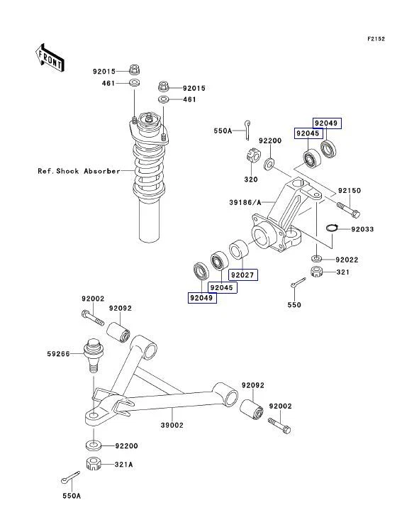 Kit de rolamentos, vedações e espaçador/colar de roda de eixo dianteiro Kawasaki Mule - Imagem 4 de 4