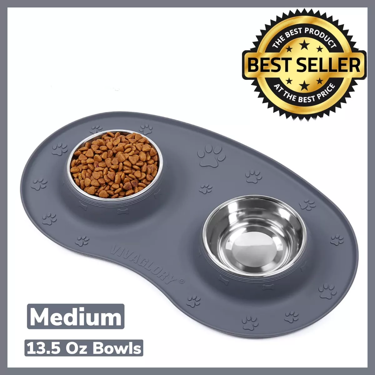 Vivaglory Dog Bowls Stainless Steel Water and Food Puppy Cat Bowls