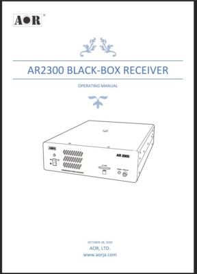 AOR AR2300 Operating Manual - 24 Pages, Color, Coil Bound Lays Flat, Pvc Covers
