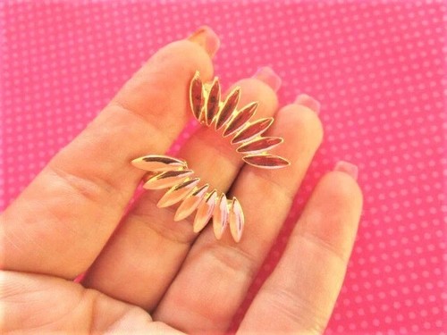 Gold leaf spike ear climbers - Picture 5 of 6