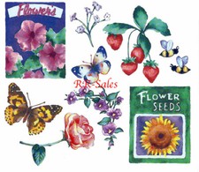 Garden Flower Seed Butterfly Bees 3 Sheets Wall Decor Imperial Instant Stencils