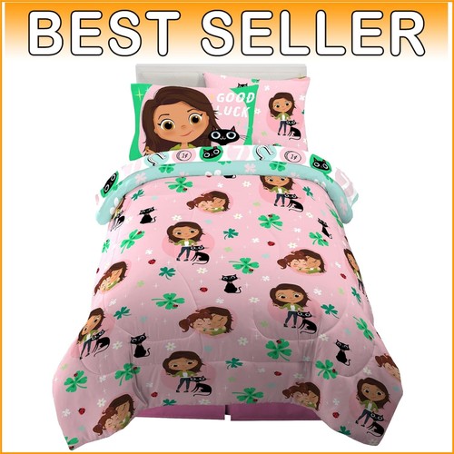 Super Soft Twin 5-Piece Luck Bedding Set - Reversible Comforter & Cartoon Design