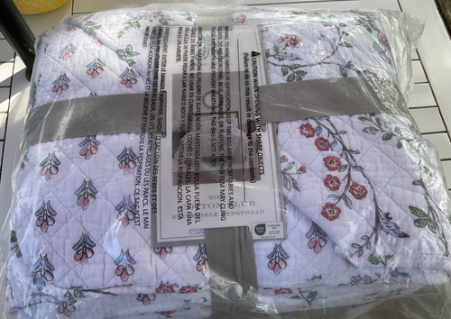 NEW Rachel Ashwell FULL/QUEEN Quilt Set Botanical Floral Shabby Chic 100% Cotton - Foto 4 di 11