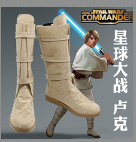 Scarpe cosplay Star Wars Luke Skywalker stivali beige scarpe Halloween Cos - Foto 5 di 11