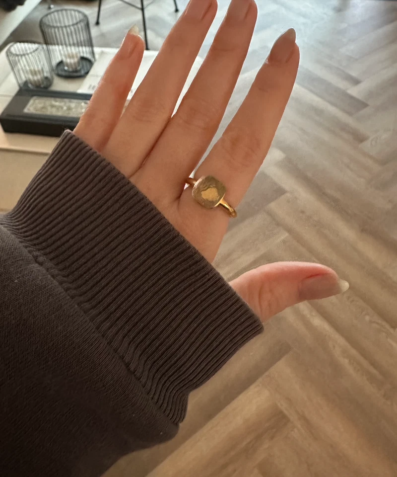 Ring Gr. 54 18k vergoldet Stein Creme weiß farben Quartz Nudo - Bild 3 von 4