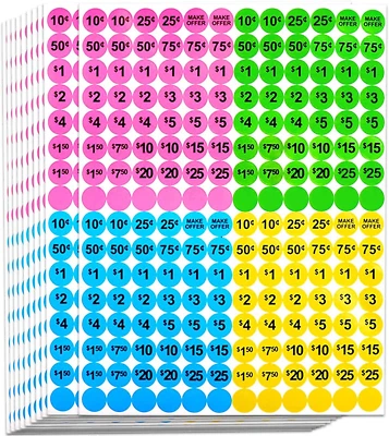 Dreecy 1920 PCS Yard Sale Price Stickers Garage Sale Pre-Priced Pricing Labels