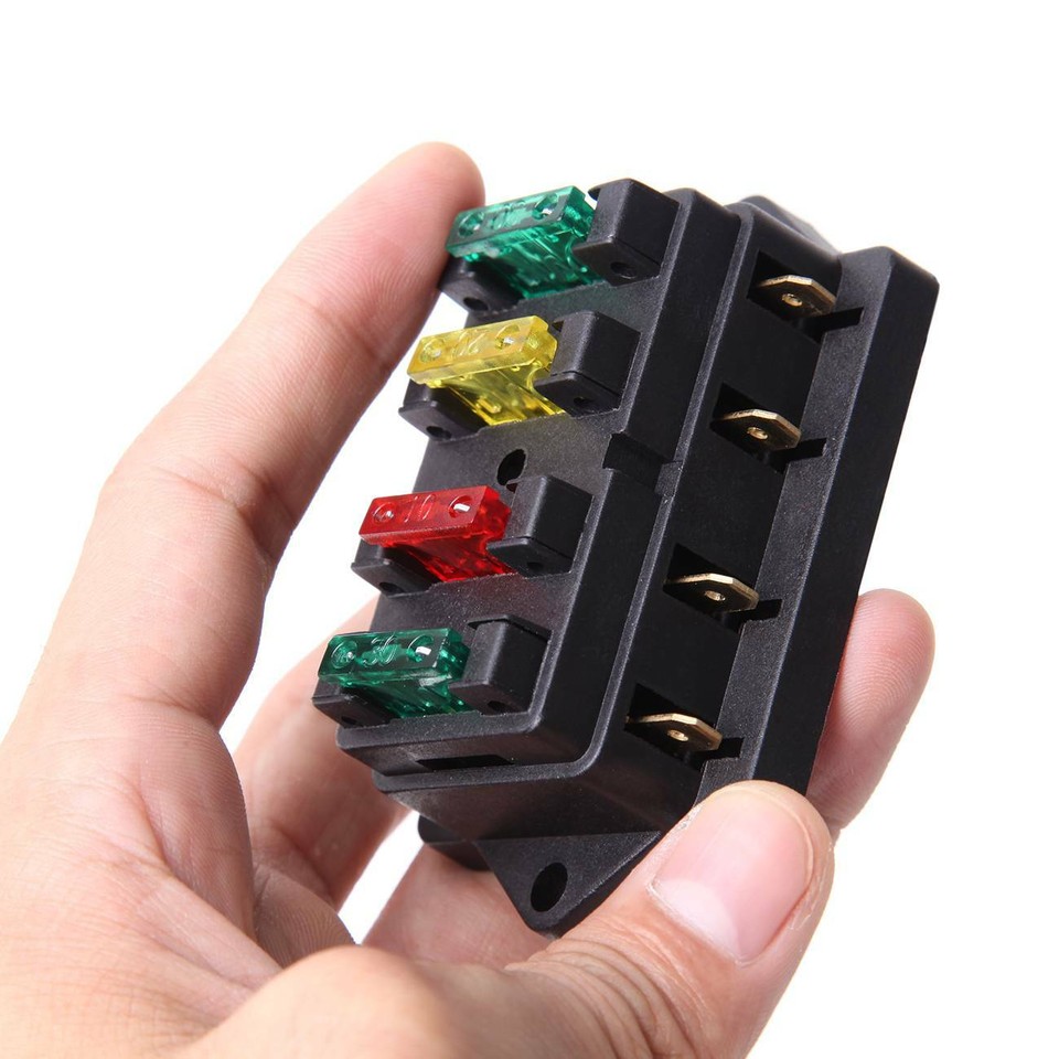 4Way 12V 24V Auto Car Power Distribution Blade Fuse Holder Box Block ...