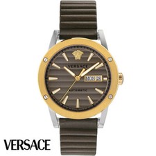 Versace VEDX00219 Theros Automatic silver gold brown Leather Men's Watch NEW