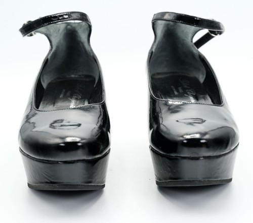 Robert Clergerie Vicky Women's Size 6 B Black Patent Leather Ankle Strap Wedges - Picture 5 of 13