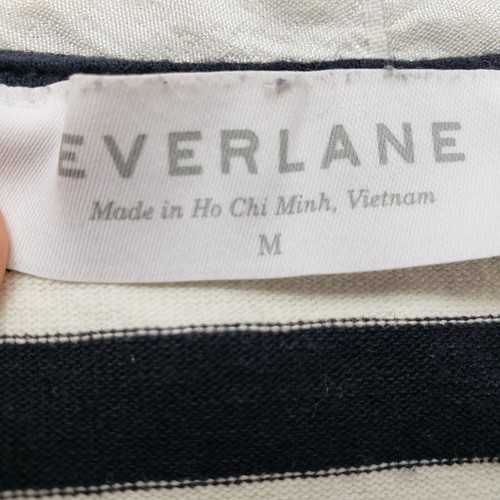 Everlane Size MEDIUM Oversized Mariner Dress Black White Stripe Long Slv Mini - Picture 3 of 9