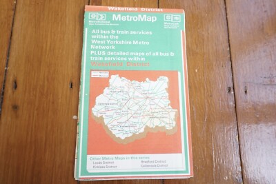 1980 Wakefield District Yorkshire Bus Streckenplan Straßenbahn Bus Reisebus 