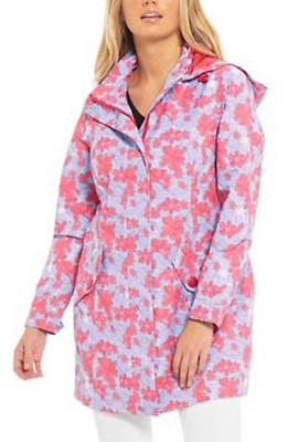 Damen Regenmantel Parker Sky Pink Print Wasserdicht Jacke Kapuze Damen Plus