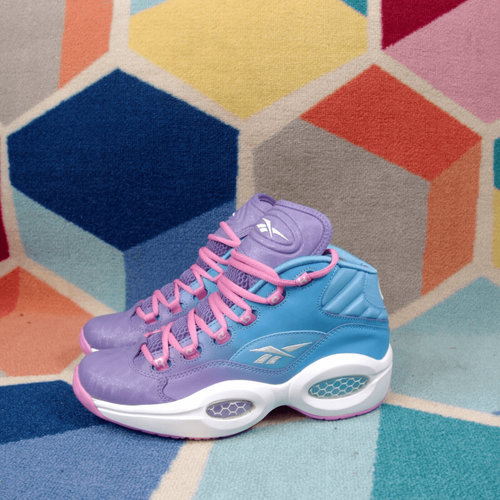 Sneakers Reebok Question Mid Easter viola rosa blu V72789 bambina taglia 7US - Foto 7 di 8