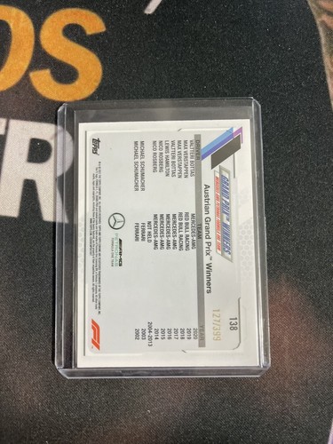 Valtteri Bottas 2021 cromo fórmula 1 refractor púrpura #139/399 - Imagen 2 de 2