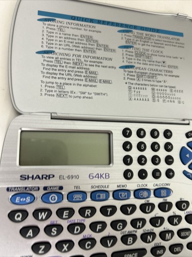 Sharp EL-6910 Silver Qwerty Standard Keyboard 64KB English Translating Organizer - Picture 3 of 9