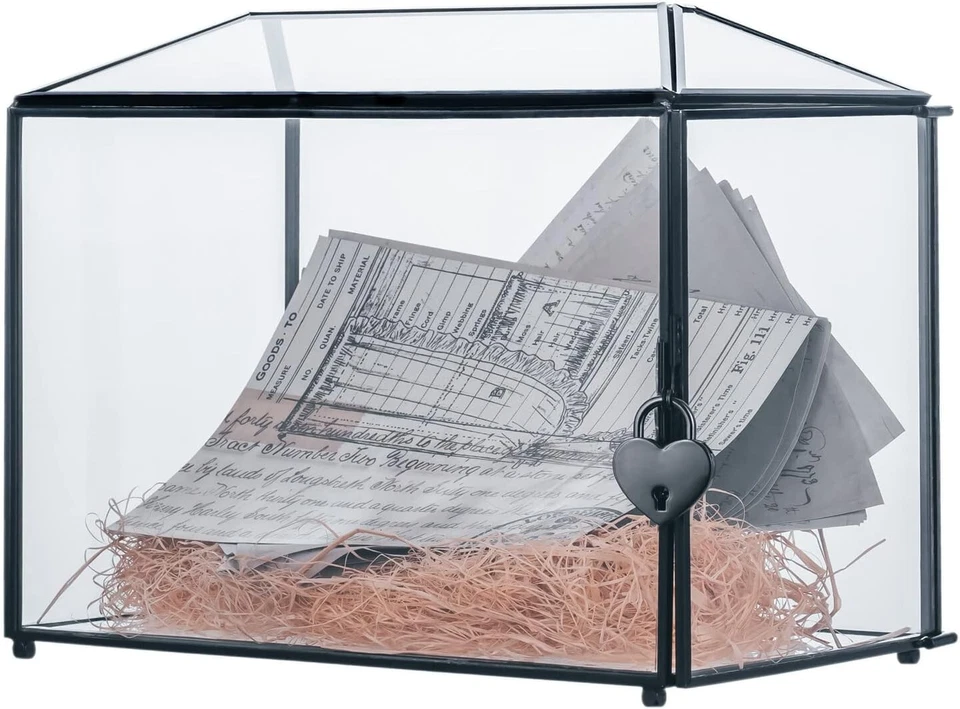 Elegante caja de tarjetas de boda negra con cerradura de llave - perfecta para recepciones y fiestas Foto 3 de 4