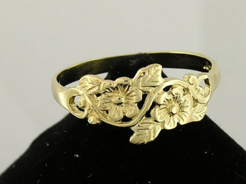 Hermoso anillo de flores y hojas de oro sólido genuino de 9 quilates en tu talla - Imagen 3 de 5