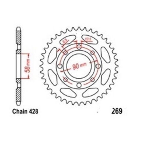 Couronne transmission 45 dents pas 520 pour réparer Hyosung GS 125
