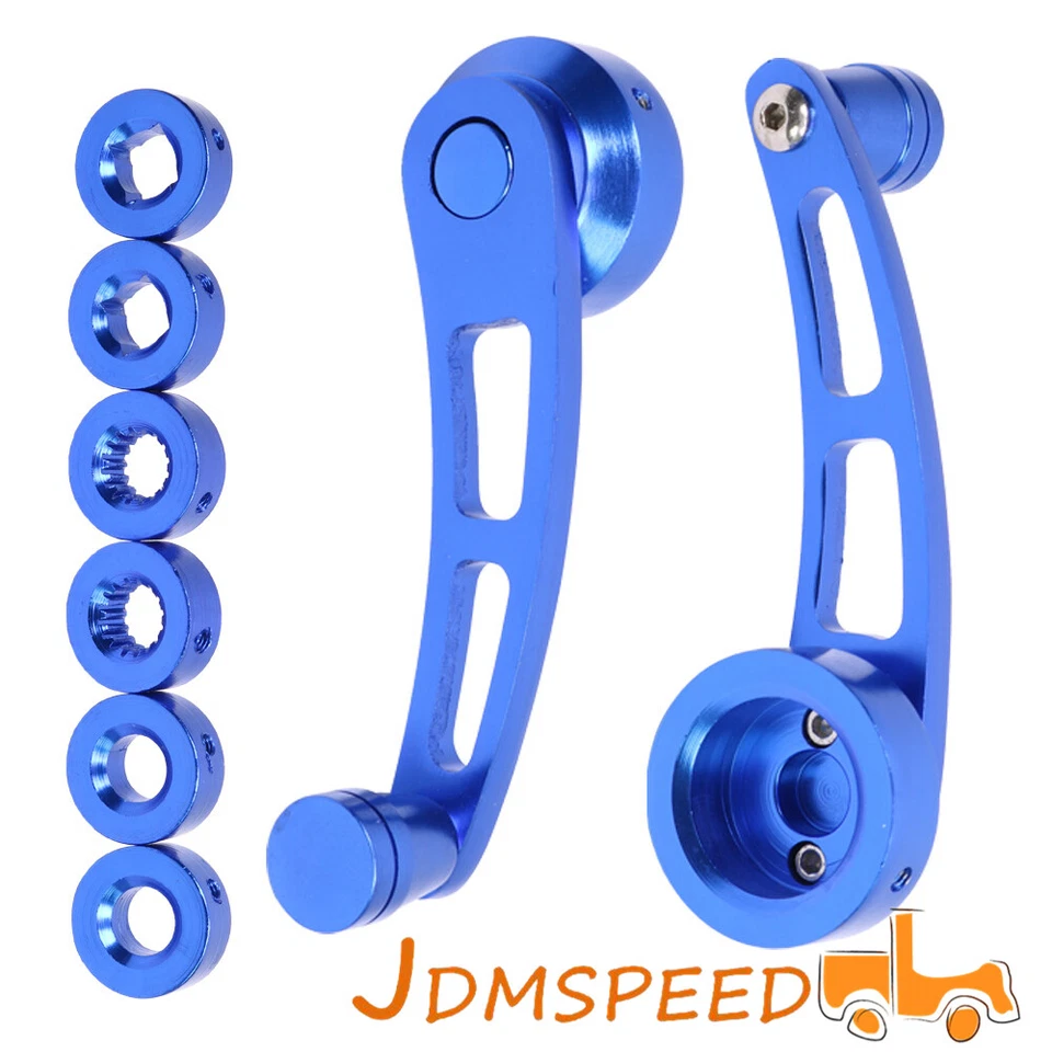 Bobinadora universal de ventana de coche manivela de vidrio perillas de aluminio metal 2 piezas azul Foto 4 de 4