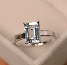 Aquamarine Ring Radiant Cut Ring Gift For Her Wedding Ring Aquamarine Jewelry