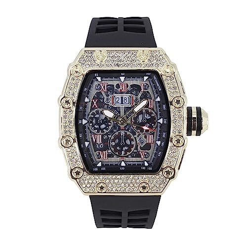 Charles Raymond Men's Luxury Crystals Diamond Watch with Unique Tonneau shape.