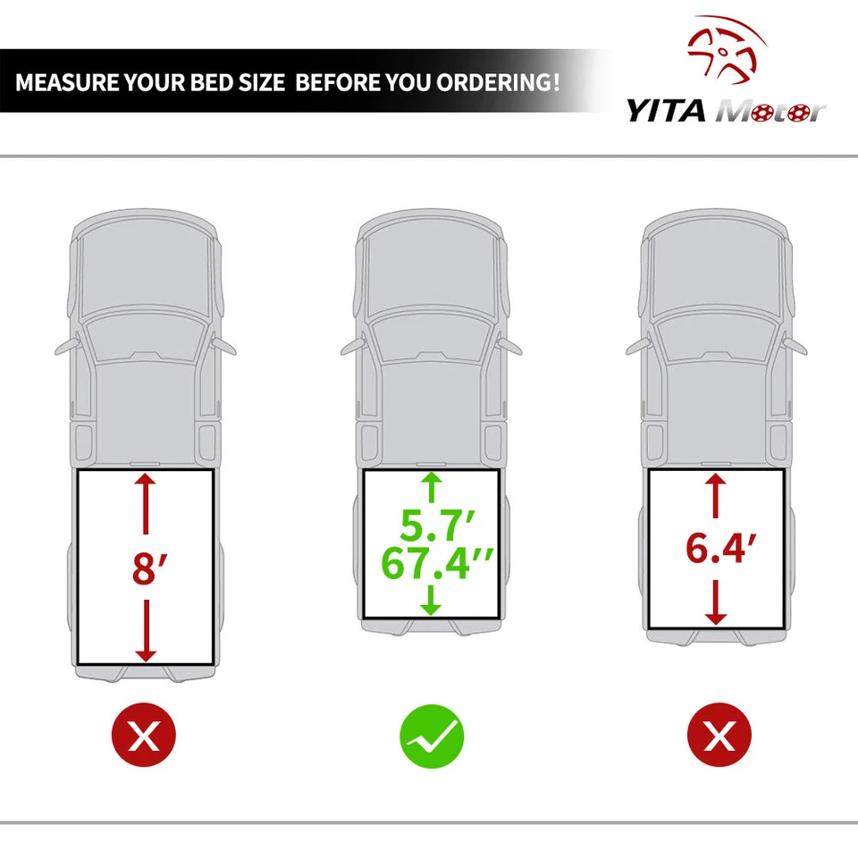 5.7FT 68" Tri-fold Tonneau Cover For 2009-2025 Dodge Ram 1500 Truck Bed w/ Lamp - Image 2 of 4