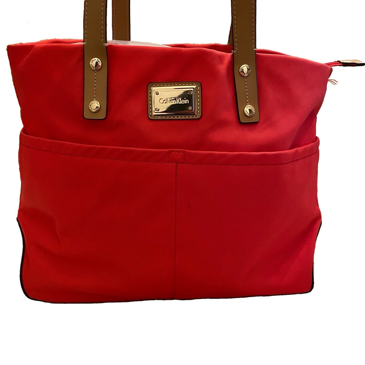 Calvin Klein Medium Nylon Tote Shoulder Bag Pink/Gold UK